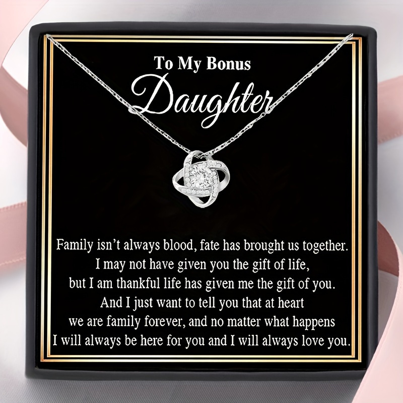 

To My Bonus Daughter Love Knot Necklace, Daughter Necklace, Birthday Gift, Graduation Gift, Christmas Gift