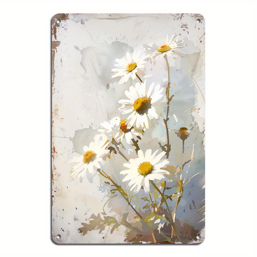 

Daisy Metal Wall Decor Sign - Vintage Aluminum Daisy Flower , Pre-drilled, Waterproof & Weather Resistant, Reusable, For Indoor/outdoor Home & Garden Decor, 14+ Age Group – 1pc (8x12 Inch)