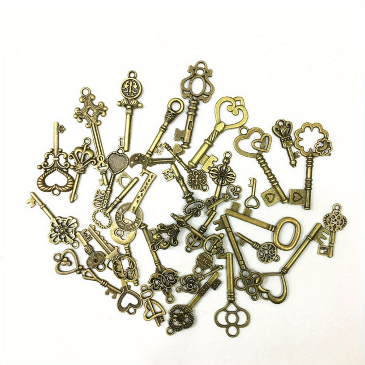 E-shop Set mit 40 Stück, Vintage Universal Schlüssel Anhänger Kollektion, Sortierte Vintage Stil Bronze Schlüsselanhänger für Geburtstagsfeier