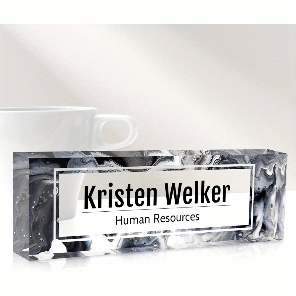 

Custom Desk Name Plate Personalized, Acrylic Name Plaque For Office, Tabletop Decorative Sign With Name & Job Title, Versatile Mount, Ideal For Coworkers, Boss, Teacher, Nurse, Doctor - English Text