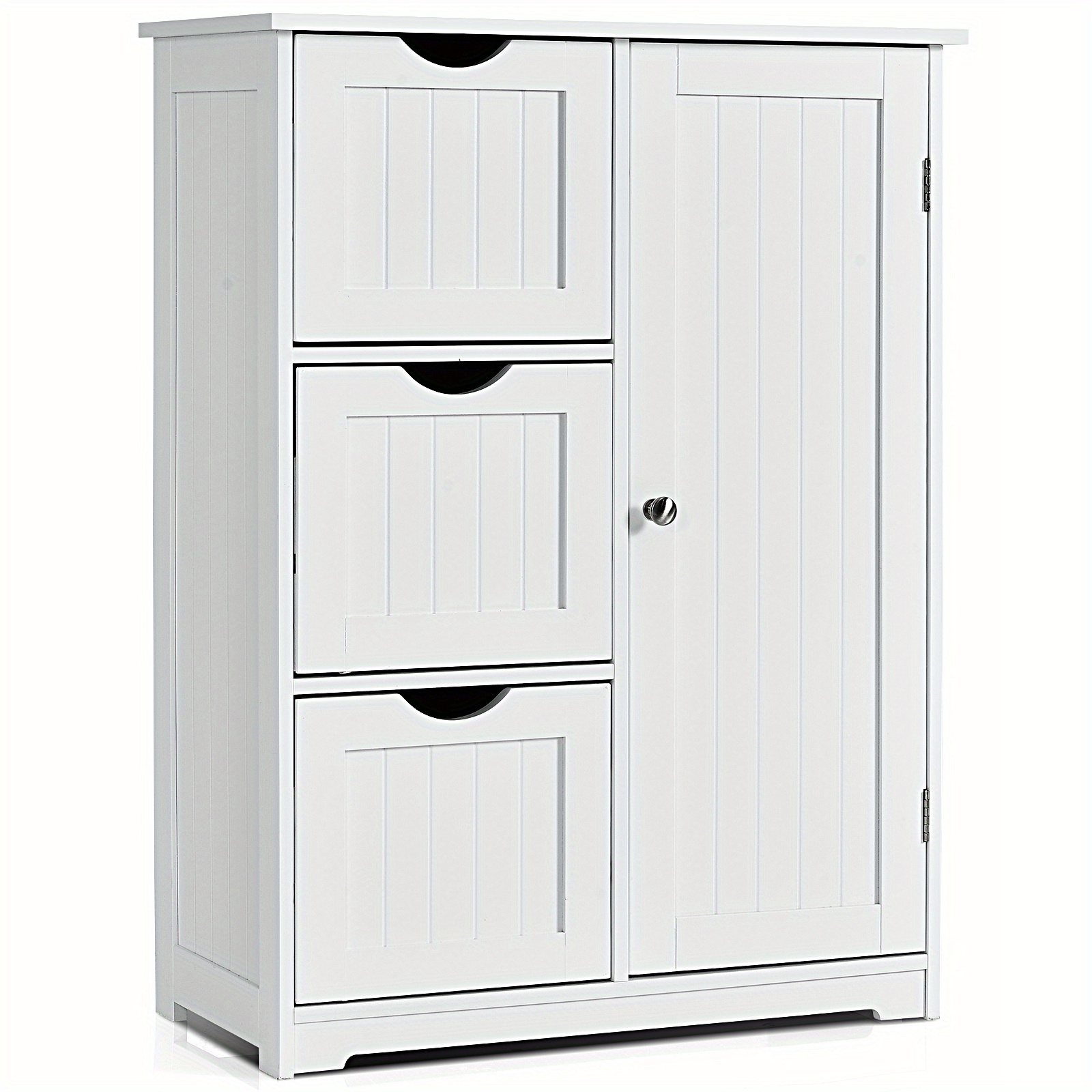 

Maxmass Bathroom Floor Cabinet Side Storage Cabinet With 3 Drawers And 1 Cupboard White