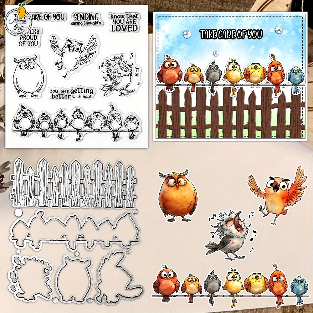 

Mangocraft Original Design Cute Cartoon Funny Fatty Birds Cutting Dies Clear Stamp Diy Scrapbooking Metal Dies Silicone Stamp Cards Albums Decor