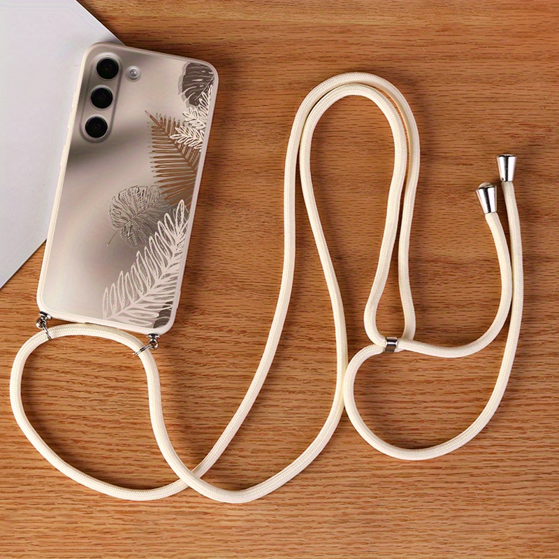 TEMU Phone Case: Crossbody Case For S24 Pattern Ice Leaves Phone Cases With Lanyard For Galaxy S22 Ultra S23 Plus S21 + S20 Fe S10 A72 A54 5g A53 A52