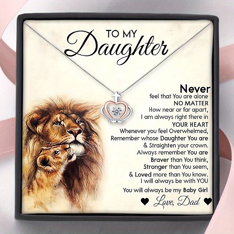 TEMU To My Daughter Dancing Crown Necklace, Dad To Daughter Birthday Gift, Graduation Gift, Christmas Gifts