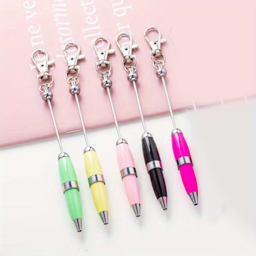 

10 Pcs/5 Pcs Creative Diy Beaded Mini Pens - Office Portable Pocket Pens With Beaded Metal Balls - Suitable For 14 And Up - Twist Closure - Metal Material - Medium Point - Oval Shape