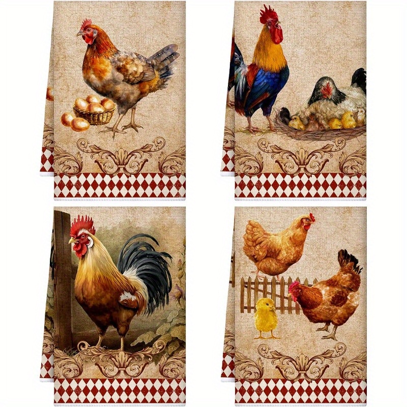 

4- Towels, - Polyester Tea Towels, Dish Cloths, , 18x26