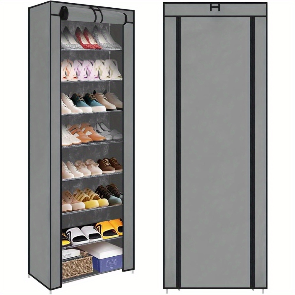 E-shop Schuhschrank 58x28x158cm Schuhregal mit 10 Ebenen Schuhaufbewahrung mit staubdichter Abdeckung für High Heels Sportschuhe