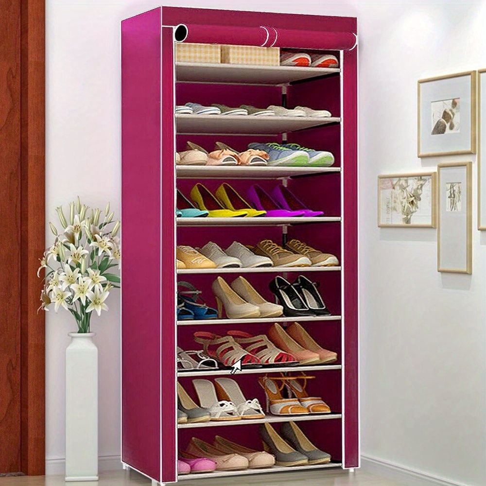 Shoe Cabinet 58x28x158cm Shoe Rack With 10 Levels Shoe Storage With Dustproof Cover For High Heels Sports Shoes