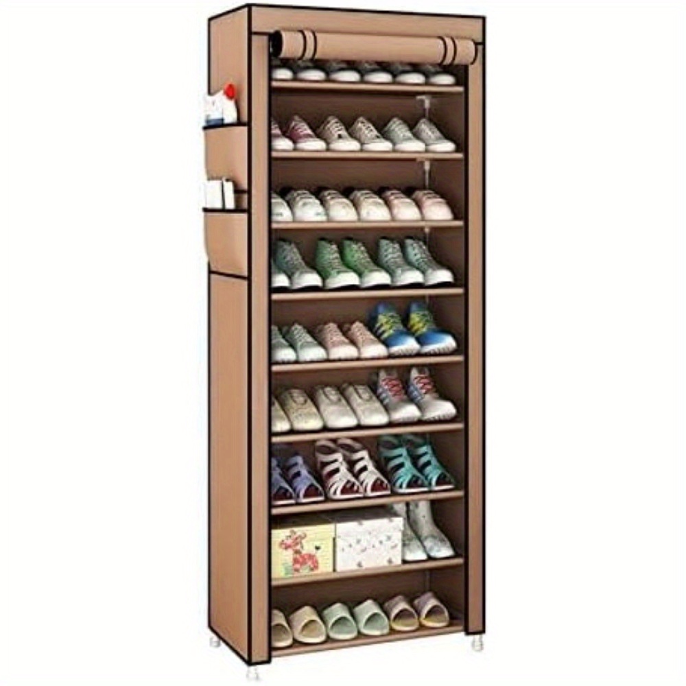 Image of Shoe Cabinet 58x28x158cm Shoe Rack With 10 Levels Shoe Storage With Dustproof Cover For High Heels Sports Shoes