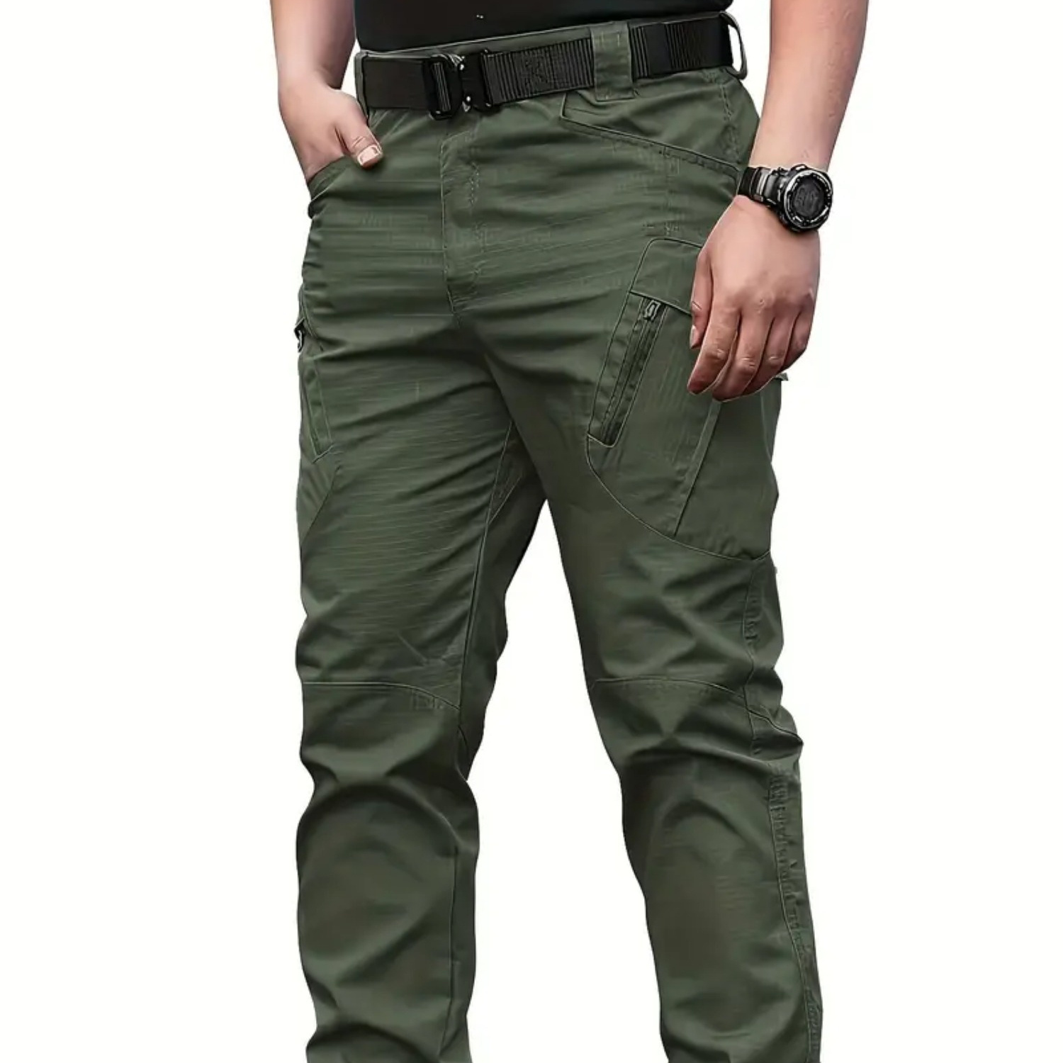 

Men's Solid High-performance Multi-functional Cargo Pants For Hiking Camping And Outdoor Working (belt Not Included)