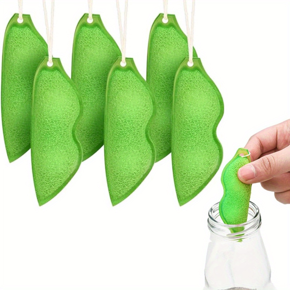 

3pcs Magic Reusable Bean Bottle Cleaning Sponge, Soap, Water Bottle Scrub Brush, Green Kitchen Cleaner, Glass Cleaner Sponge