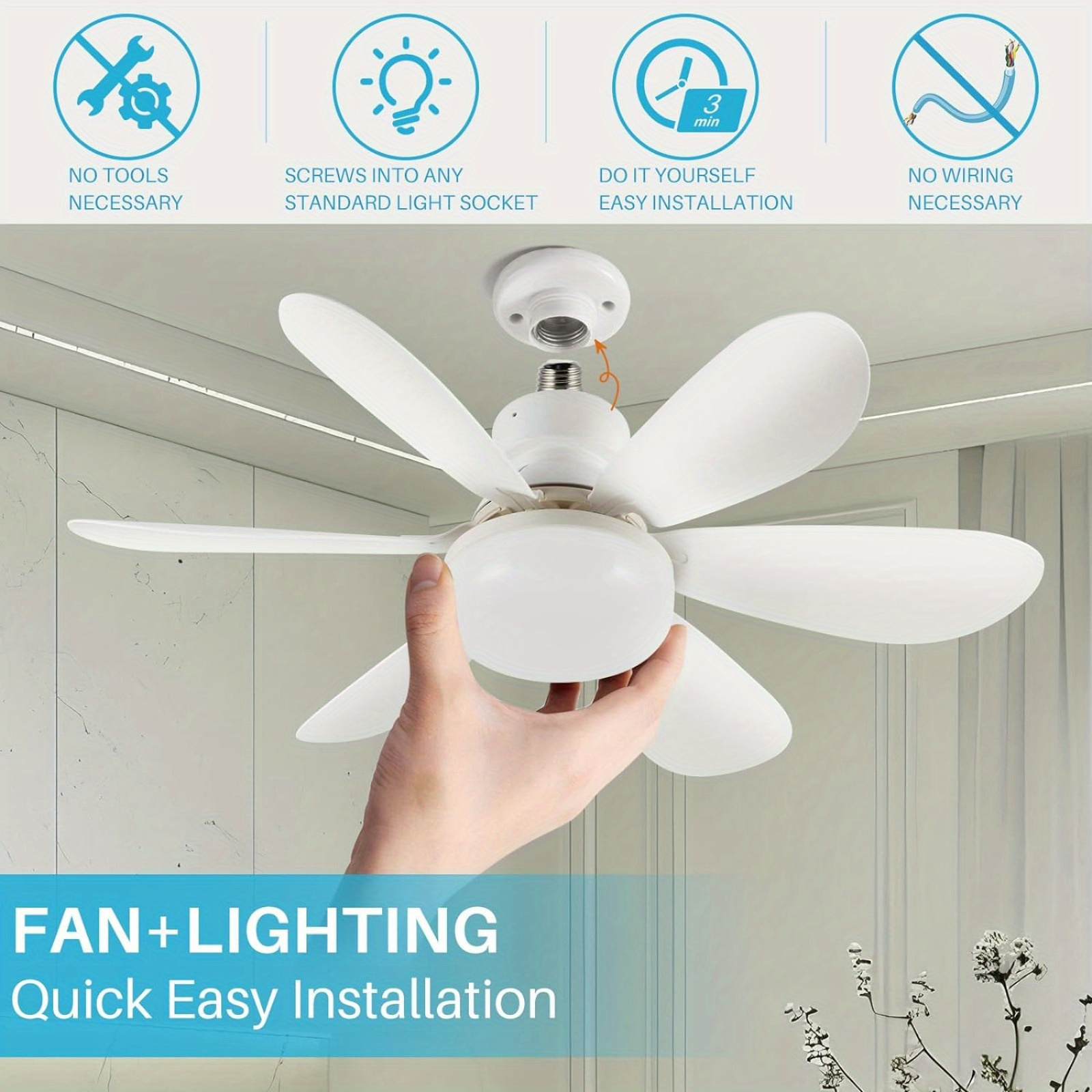 

High Value Ceiling Fan Light - Versatile Five-blade Fan Light, Ideal Fan + Chandelier Fusion, Suitable For E26/e27 Specification
