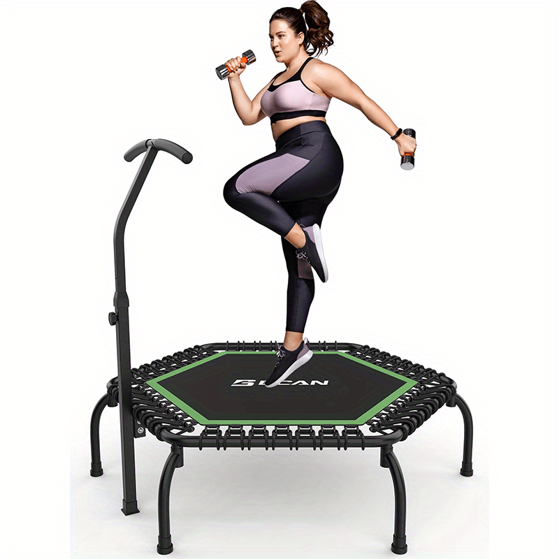 

550 Lbs Foldable Mini Trampoline, 42" Fitness Trampoline With , T Shape Adjustable Foam Handle, Stable & Quiet Exercise Rebounder For Adults Indoor/garden Workout