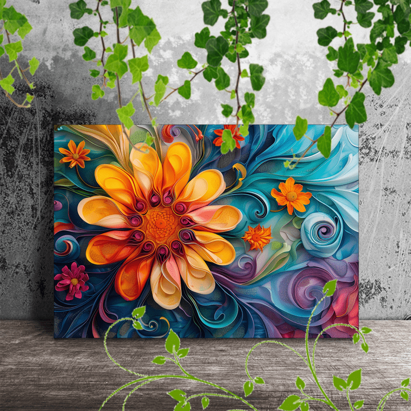 

1pc Wooden Framed Canvas Painting, Flower Abstract Colorful Swirling Detailed Elegant Artistic Soft Artwork Very Suitable For Office Corridor Home Living Room Decoration Suspensibility