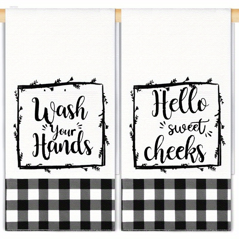 

2-pack Hand Towels, Super Soft Polyester 100%, Contemporary Farmhouse Bathroom Decor, Machine Washable, Oblong Shape, Character Themed, 18 X 26 Inches