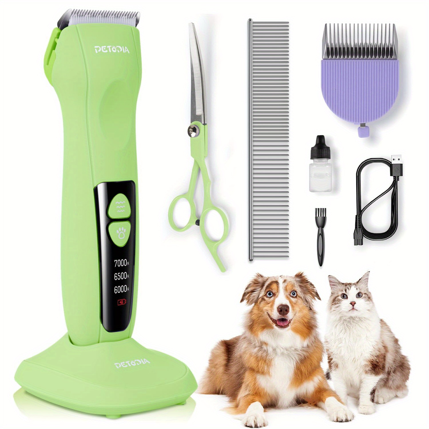 

Professional Dog Clippers For Grooming - Low Noise Dog Grooming Kit With 9mm Blade - Rechargeable Dog Hair Trimmer Heavy Duty Cordless Dog Shaver For Pets Thick Coats