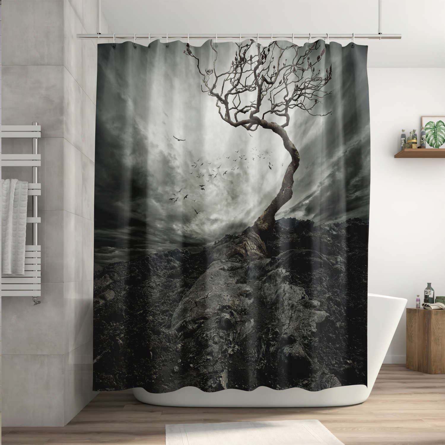 Factory Halloween Cotton Shower Curtain