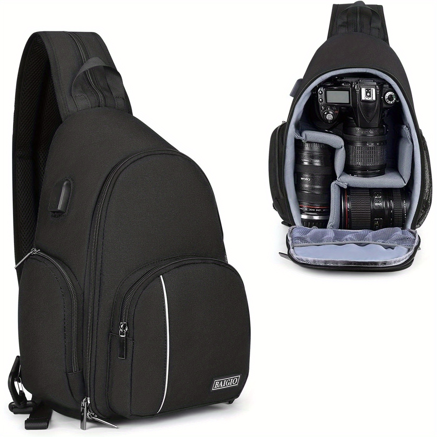 

Camera Sling Backpack Camera Bag For Dslr Slr Mirrorless Camera, Water-resistance Camera Shoulder Crossbody Case Compatible With ///fuji (black)