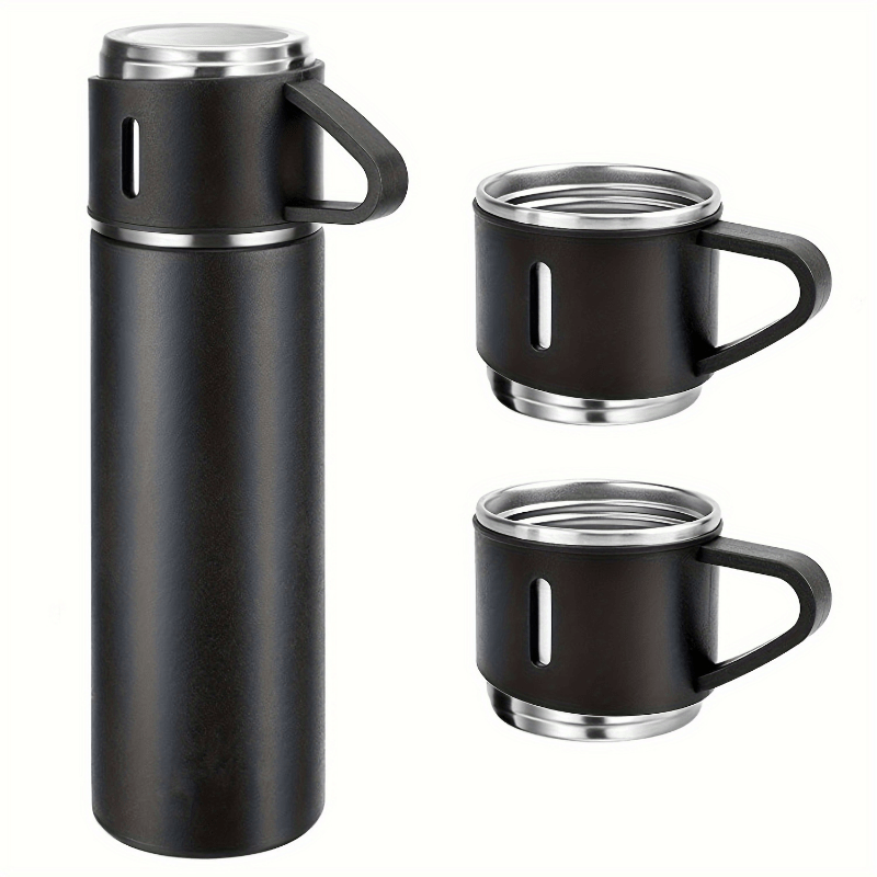 

Ensemble de bouteille d'eau en acier inoxydable avec gobelets isolés, Flacon sous vide en métal sans BPS, Mug thermique rond de 500 ml à laver à la main pour boissons chaudes et froides