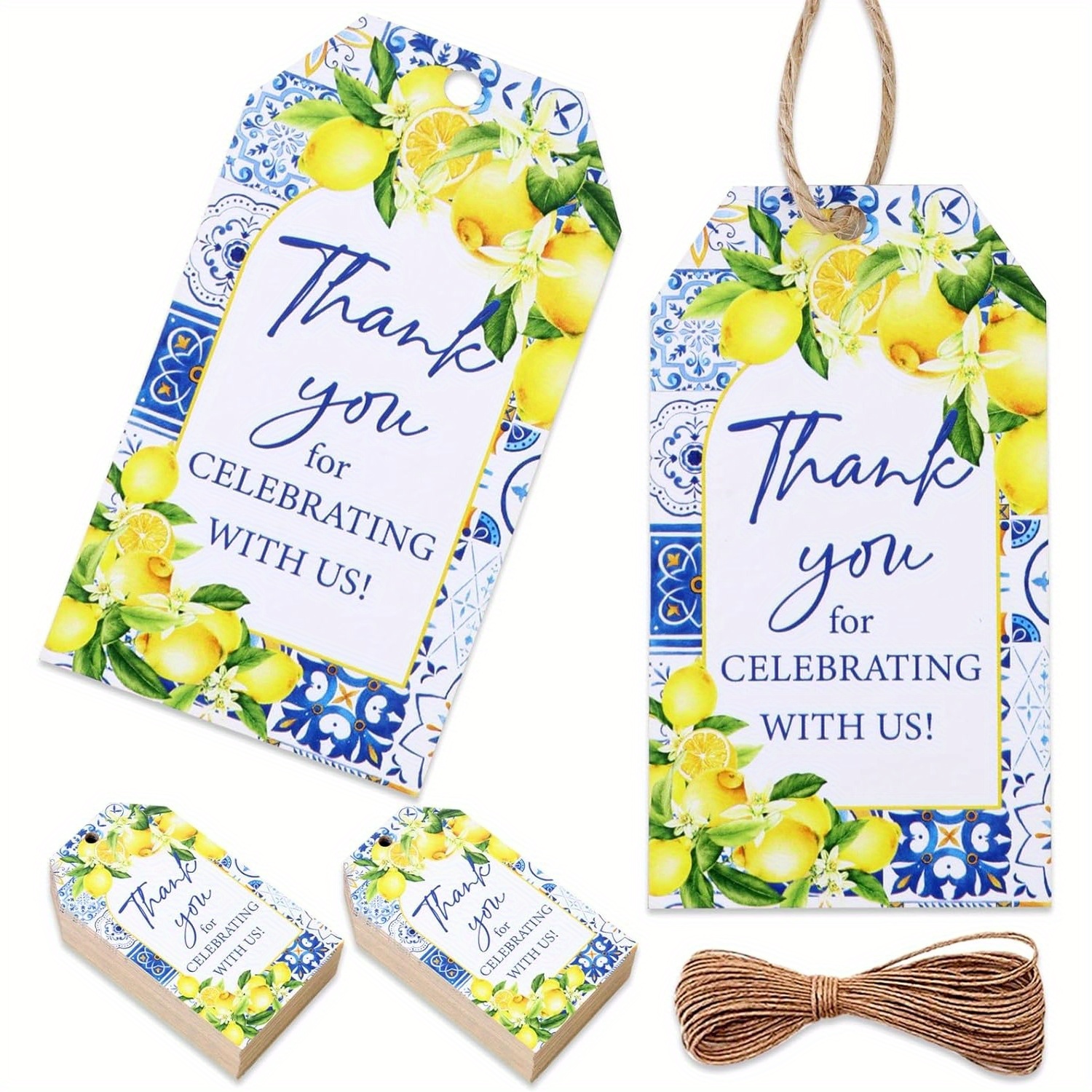 

50 Pack Lemon-themed Thank You Tags: Perfect For Summer Events, Bridal Showers, And More!