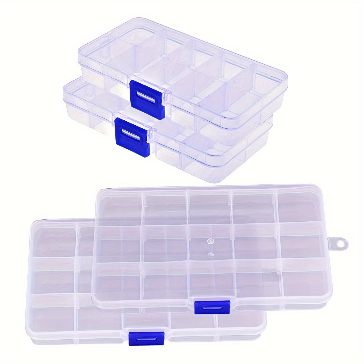 

4pcs Ultra-portable Clear Bead Organizer Cases - 10/15 Compartments For Jewelry, Rings & Small Parts - , Space-saving Design For Travel, Jewelry Boxes