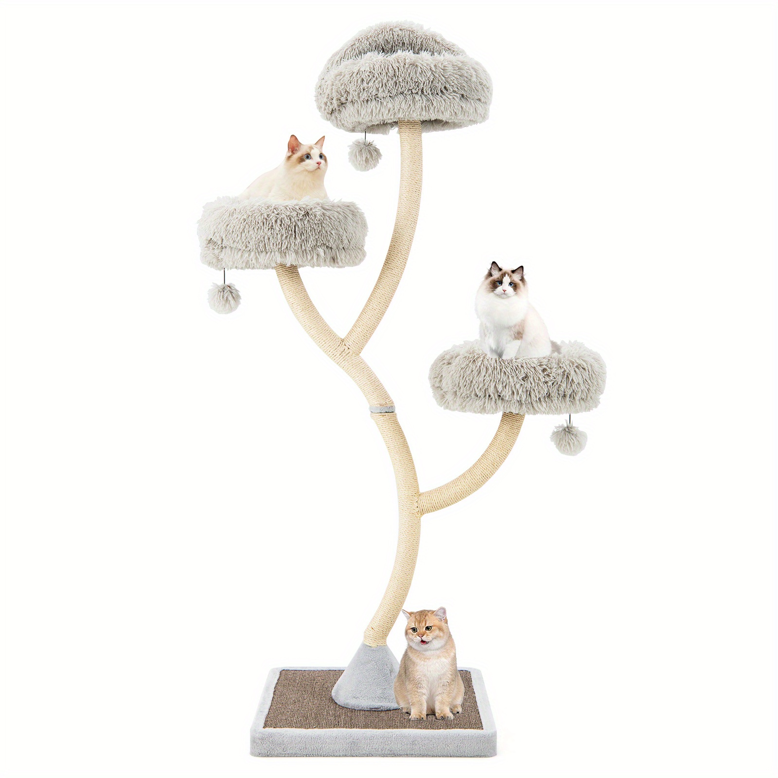 

Homasis Cat Tree Tower 70" Multi-level Kitten Activity Center W/ 3 & Balls Gray