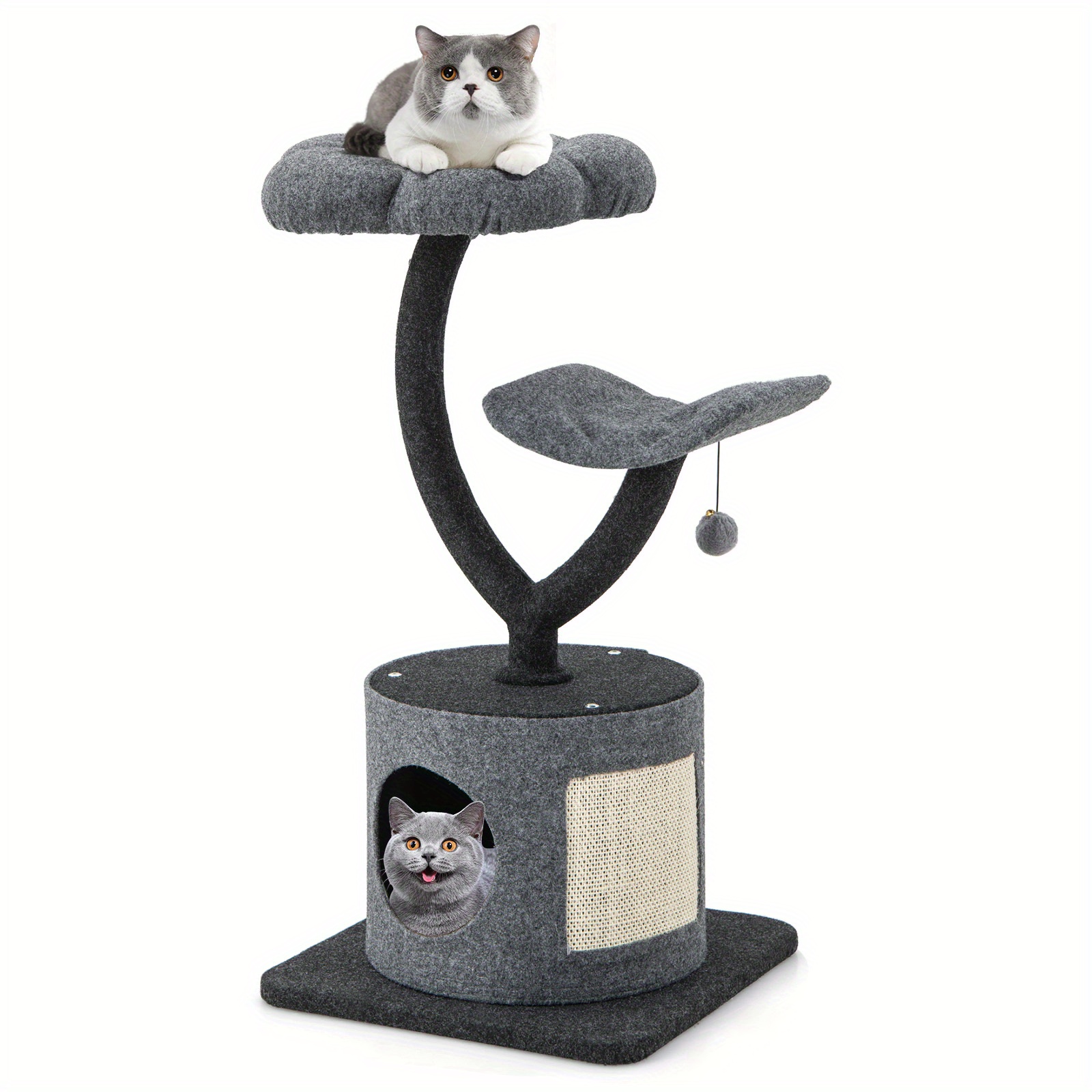 

Maxmass 35" Cat Tree Tower 3-layer Activity Center W/ Sisal Scratching Board & 2 Perches