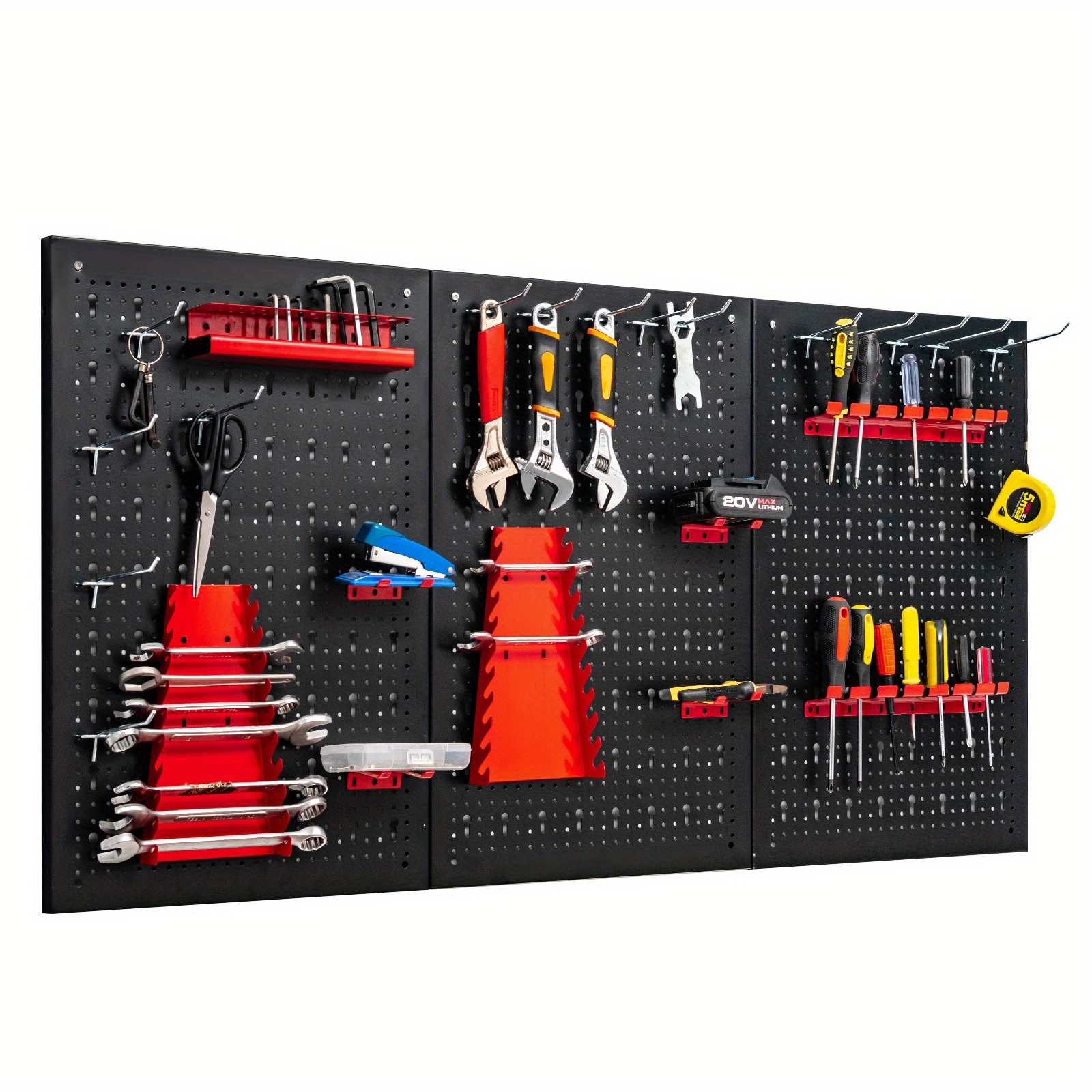 

Homasis Pegboard Wall Organizer Kit 4 Ft.metal Toolboard W/ 3 Pegboards & 25 Accessories