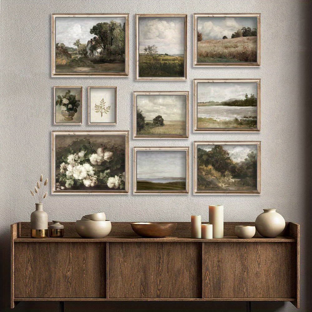 

Vintage French Country Gallery Wall Art Decor Set Of 10 Aesthetic Room Decor Pictures Botanical Farmhouse Rustic Poster Prints Landscape Painting For Bedroom Decor (unframed)