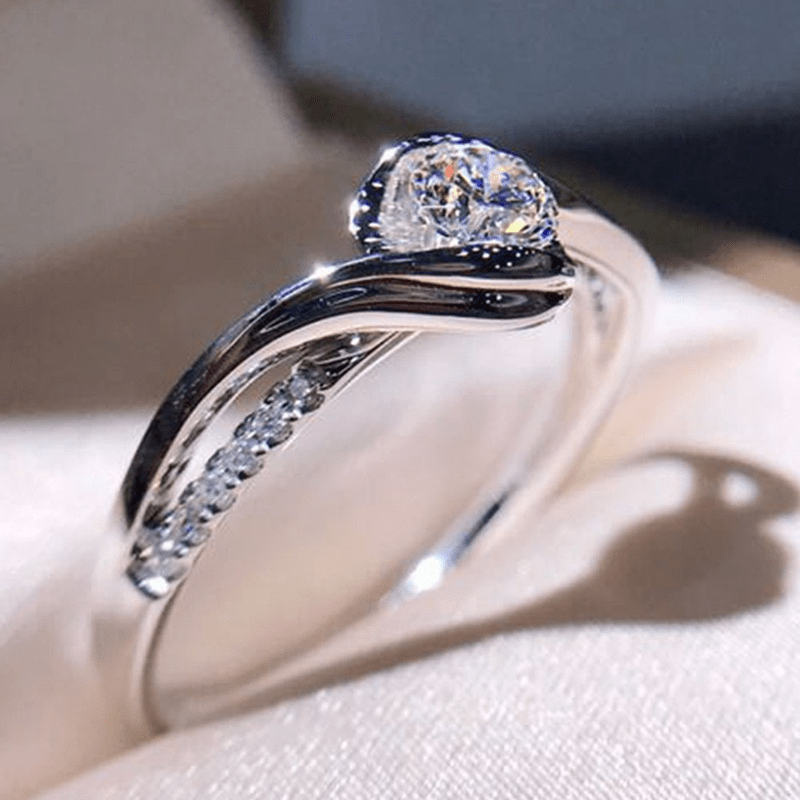 TEMU An Elegant Promise Ring With Synthetic Zirconia Engagement Jewelry Is A Perfect Gift For Women On Engagements, Weddings And Anniversaries