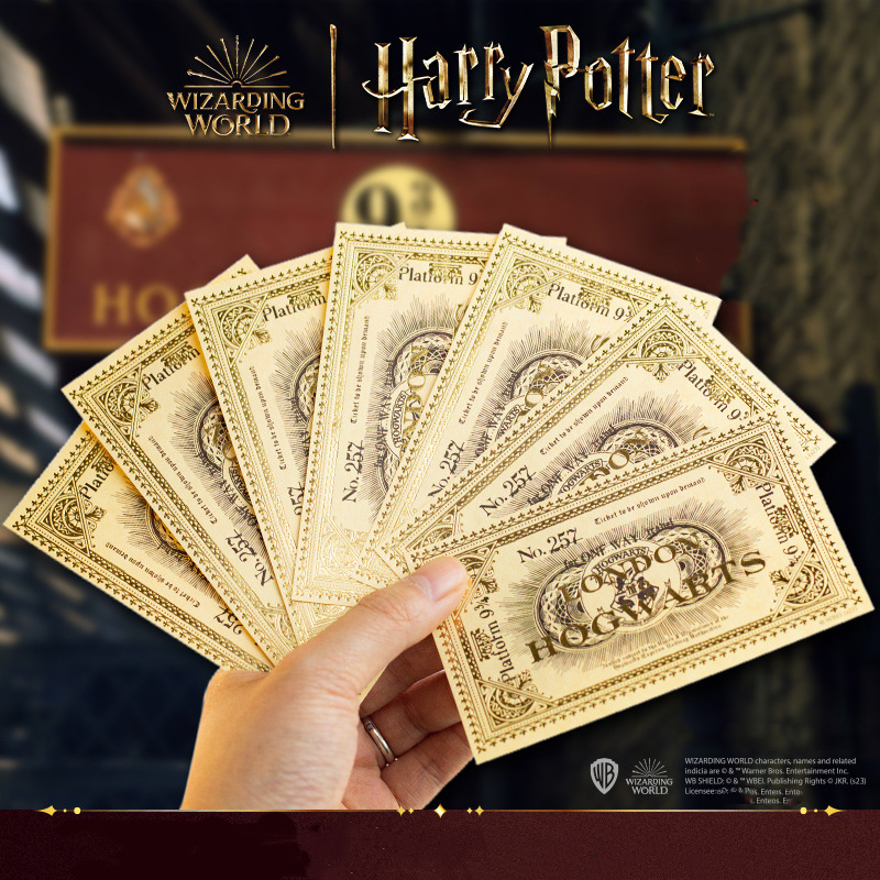 

10pcs/set Officially Licensed 9¾ Platform Ticket Bookmark Train The Golden Yellow Banknote Collection Bookmark Notice Stamping Return Ticket