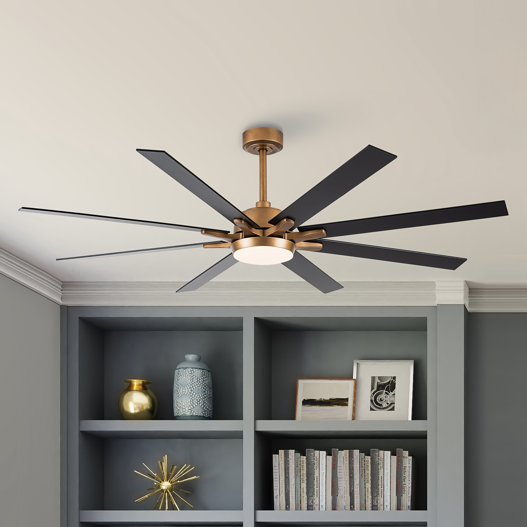 

65-in Antique Golden Color-changing Integrated Led Indoor Ceiling Fan With Light And Remote