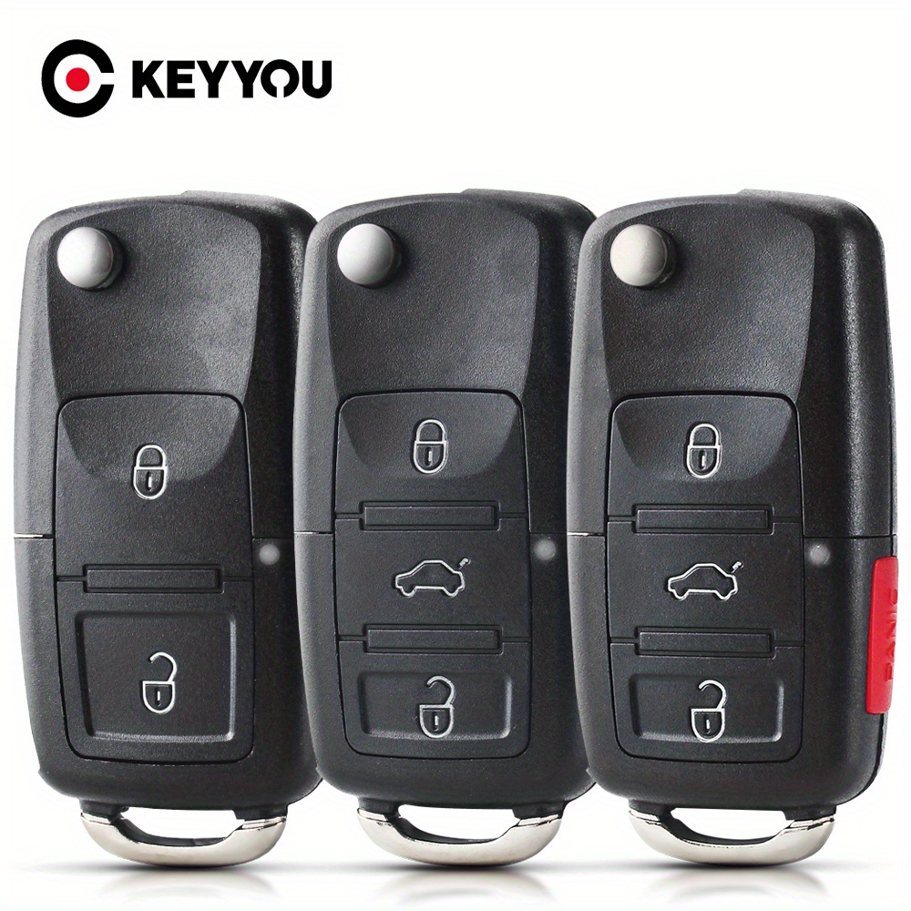 

2-button Flip Folding Car Key Shell Replacement For Vw , Golf, , & Seat B5 - Durable Plastic Case