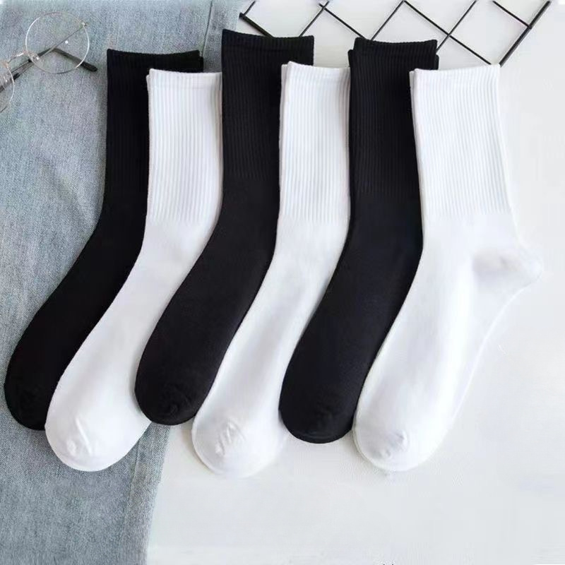 

10 Pairs Of Socks Men's And Women's Long Socks Mid-calf Socks Long Socks Black White Sports Socks Basic Hundred Models