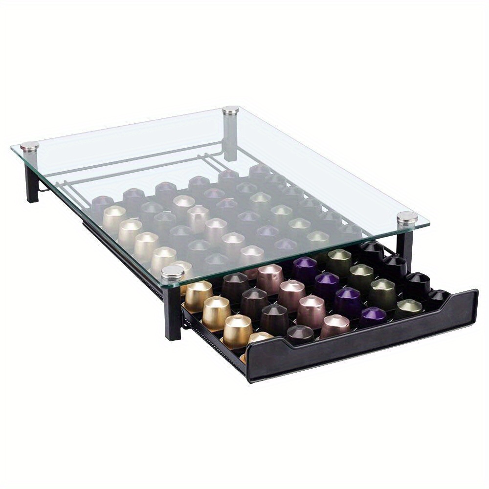 Coffee Capsule Holder, Large Capacity, Transparent Glass Material, Can Hold 60 Coffee Capsules