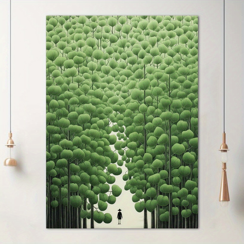 

1pc Abstract Forest Canvas Print, Green Tree Path Wall Art, Modern Minimalist Canvas Poster For Home, Bedroom, Living Room, Office - High-density Waterproof Canvas, Wall Decoration Gift