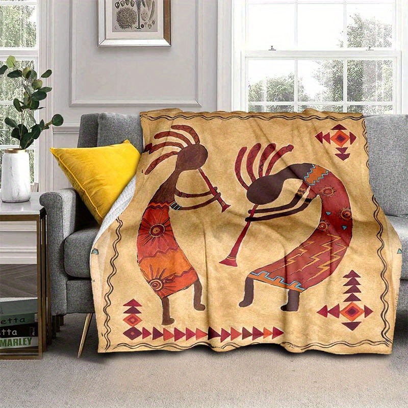 

Vintage Art Print Throw Blanket - Cozy Polyester, For Office, Picnic & Casual Use, Multiple Sizes