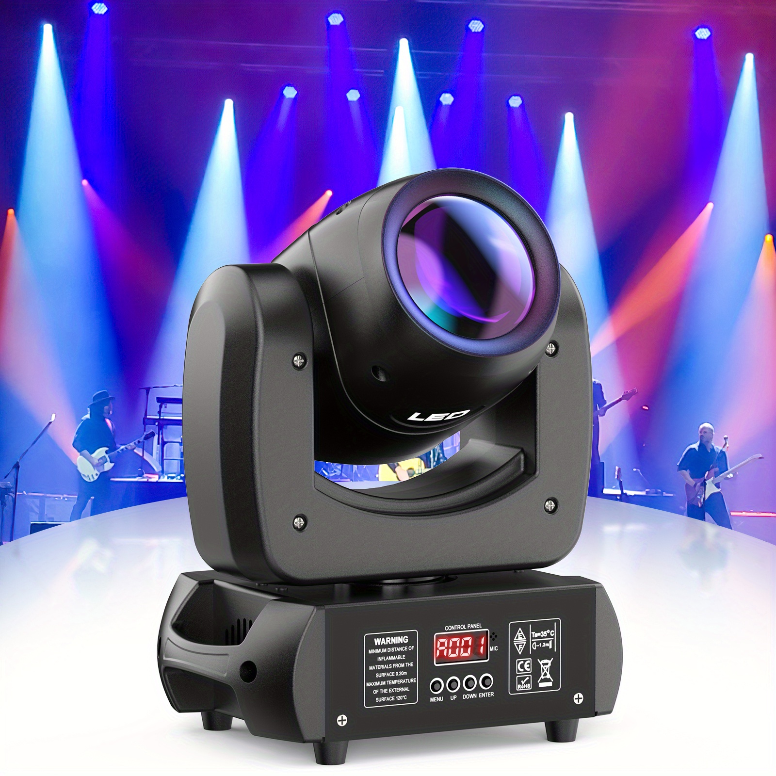 

100w Moving Head Dj Lights With Rotating (8- Prism) Plus Light Led Beam Spotlight By Sound Activated And Dmx Control For Stage Lighting Wedding Halloween Christmas Church Live Show