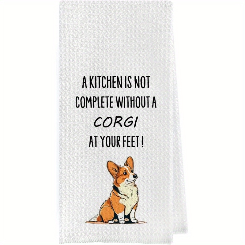 

1pc, Fun Corgi Dish Towel - Corgi Gift Waffle Woven Kitchen Towel, Corgi Hand Towel, Corgi Tea Towel, Corgi Gift, Corgi Enthusiast Gift 18 By 26 Inches