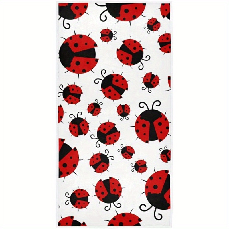

1pc Ladybug Bathroom Hand Towels, Kitchen Towels Dish Cloths, Soft Absorbent Face Towels For Gym Hotel Spa Salon, Ladybug Print Bath Towels, 18 X 26 Inch