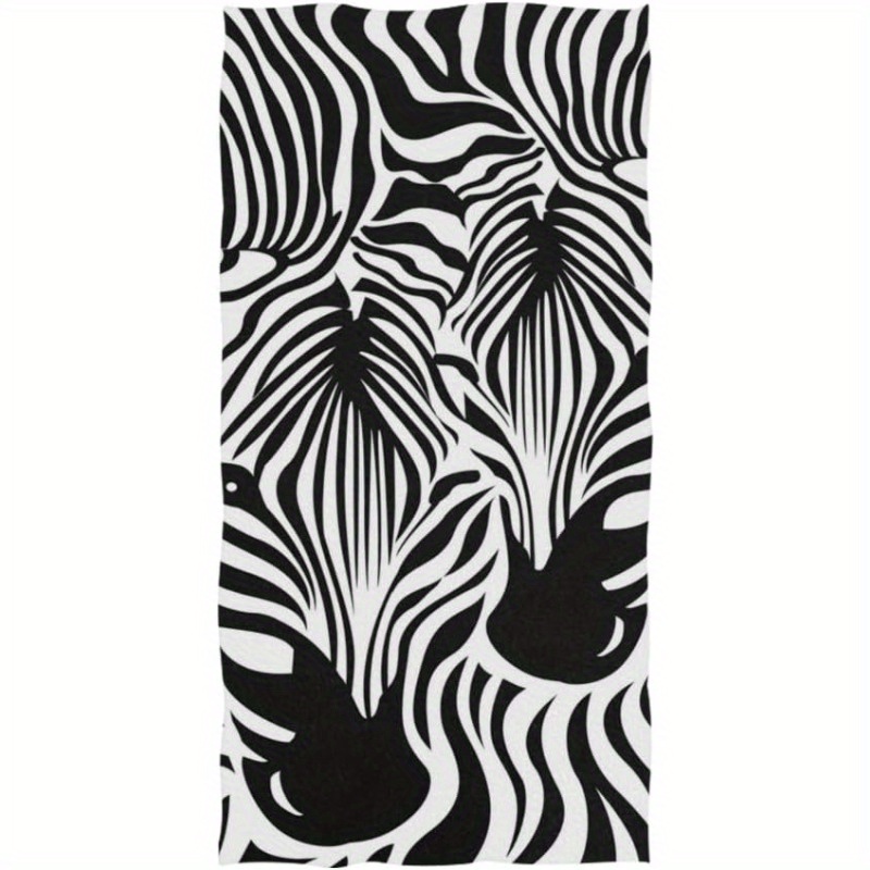 

Ultra-soft Zebra Print Hand Towel - Versatile For Kitchen, Bathroom, Gym & Spa, Quick-dry Polyester Blend, 18x26 Inches