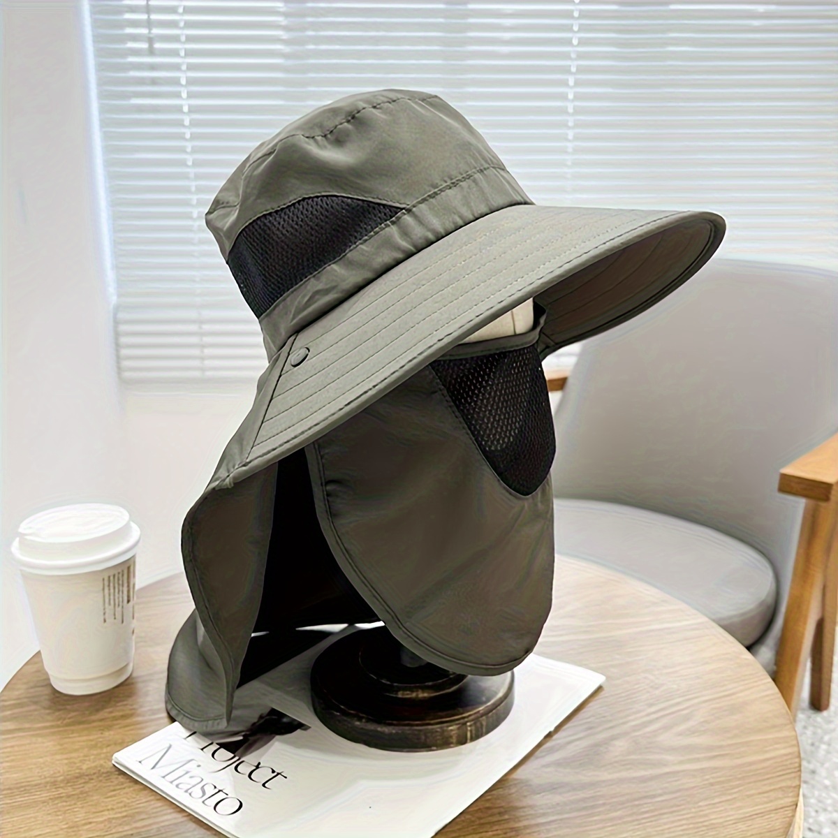 

1pc Unisex Breathable Bucket Hat With Face Mask, Sun Protection Mask And Wide Brim For Outdoor Summer Activities