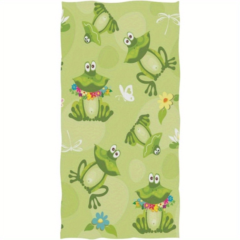 

Charming Animal-themed Hand Towel - Soft, Absorbent Polyester Blend | Perfect For Bathroom, Gym & Spa Decor | Featuring Frog, Dragonfly & Butterfly Designs | 18x26 Inches