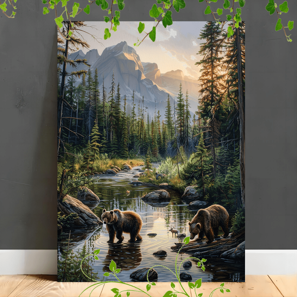 

1pc Wooden Framed Canvas Painting Playful Nature Wilderness Trees Morning Lightartwork Very Suitable For Office Corridor Home Living Room Decoration Suspensibility