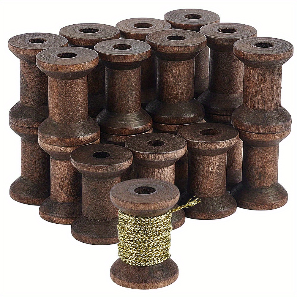 

30 Pcs Coconut Brown Wooden Spools For Threads And Bobbins - 3x2.1~2.15cm