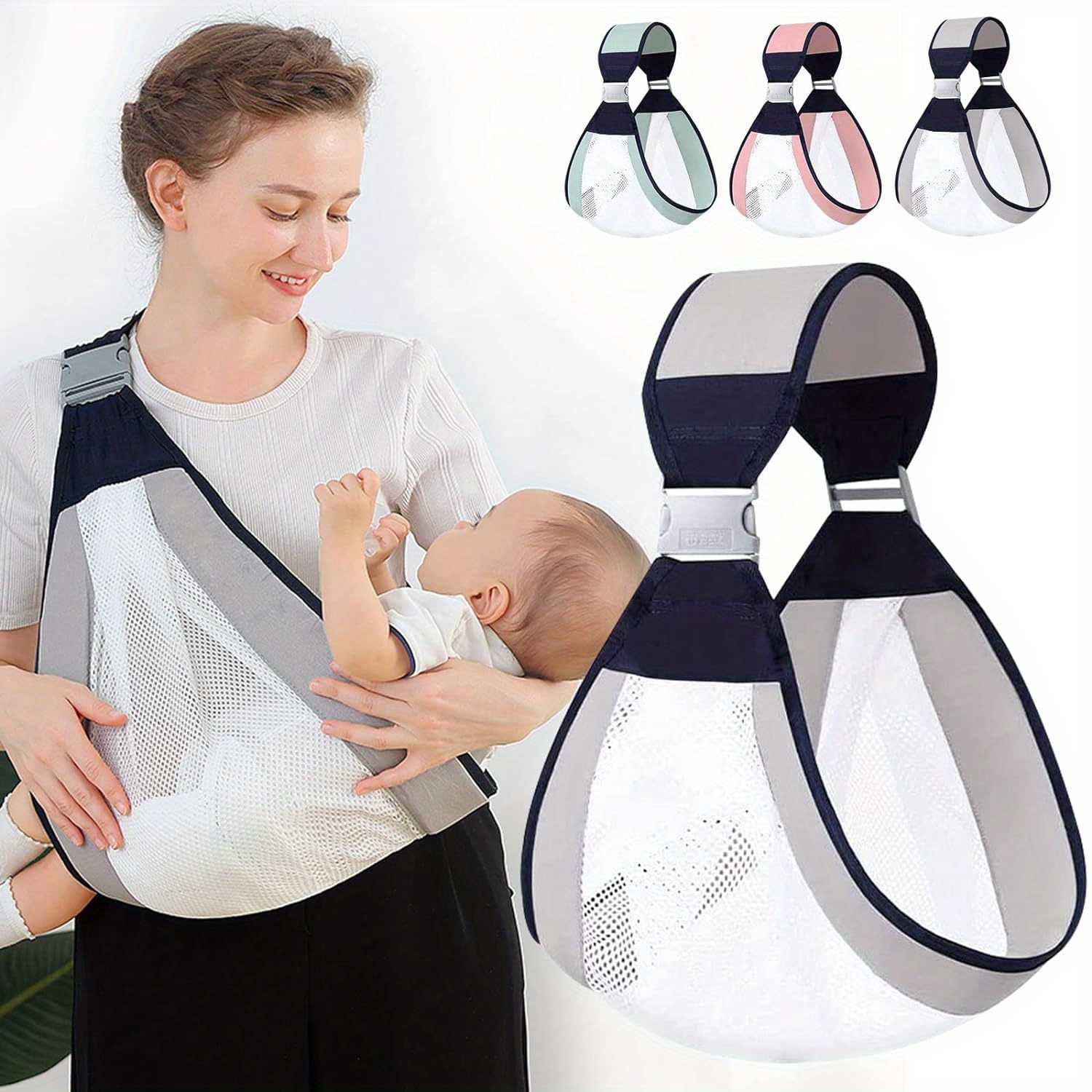 

Cotton Baby Carrier Sling With Breathable Mesh, Ergonomic 1 Shoulder Baby Hip Holder For Newborns To Toddlers 0-3 Years, Adjustable Wrap For Infants Up To 45 Lbs.