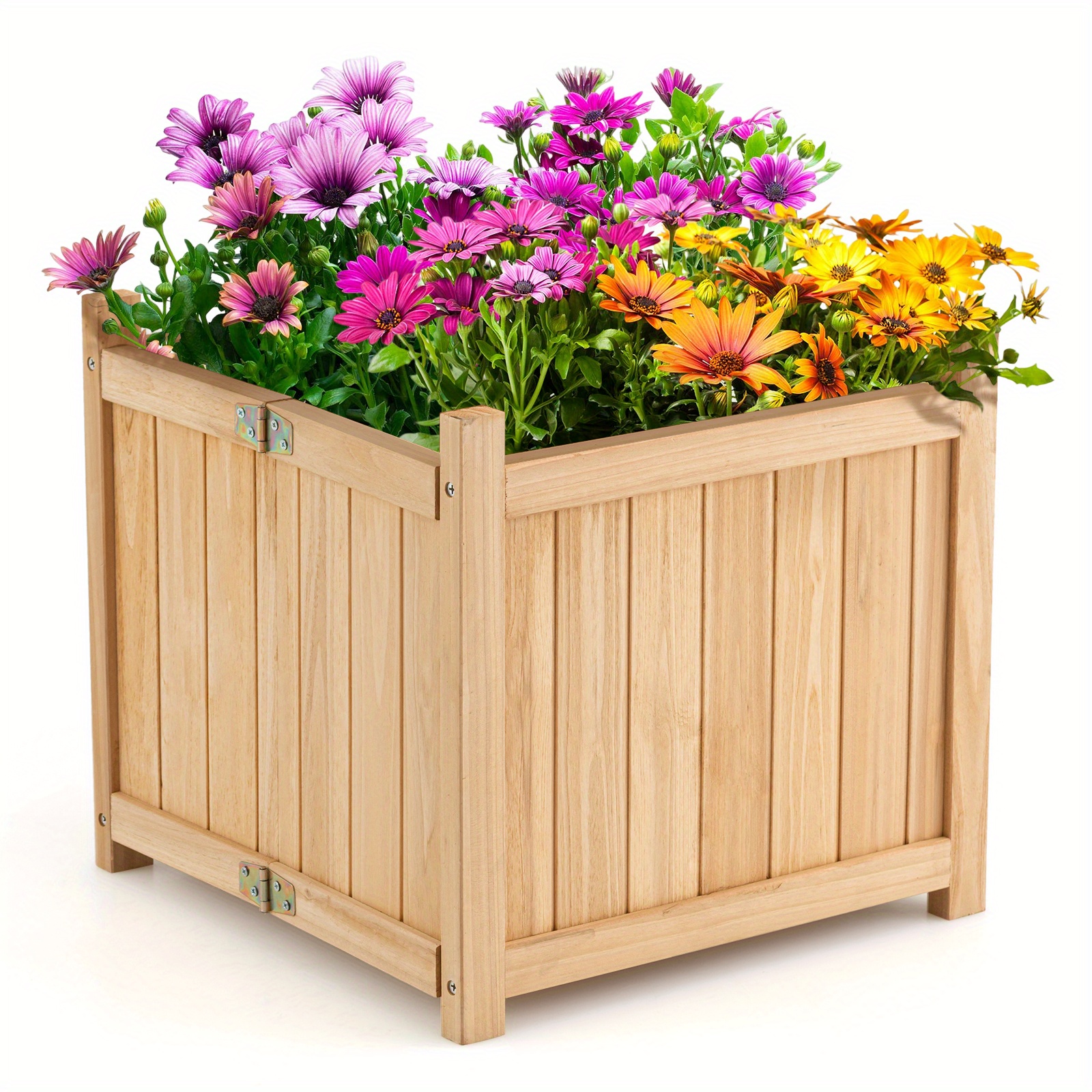 

Outdoor Wooden Planter Box Folding Raised Garden Plant Container W/drainage Hole