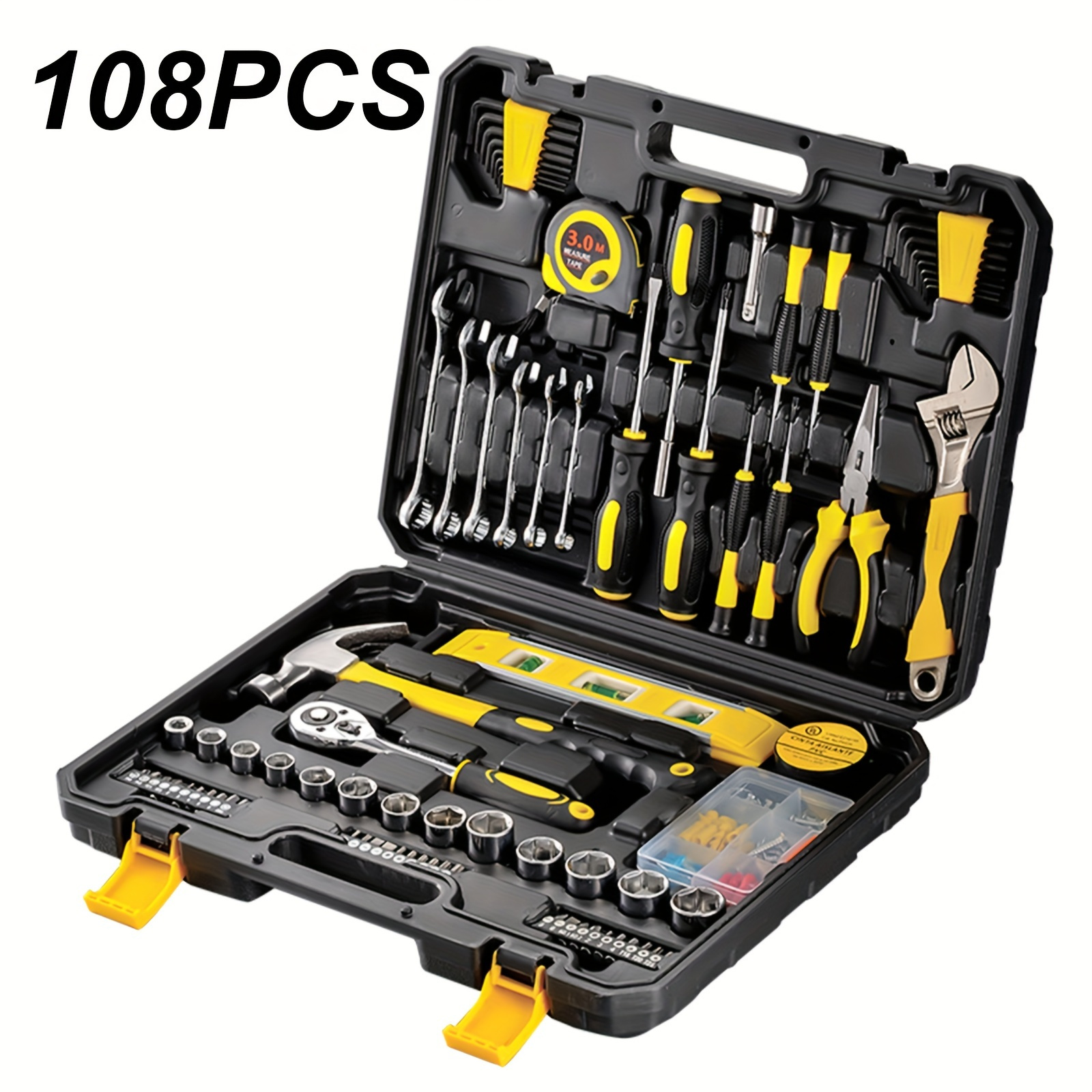 

108pcs/set Complete Manual Tool Set For Home And Car Repair, Car Repair Kit Toolbox