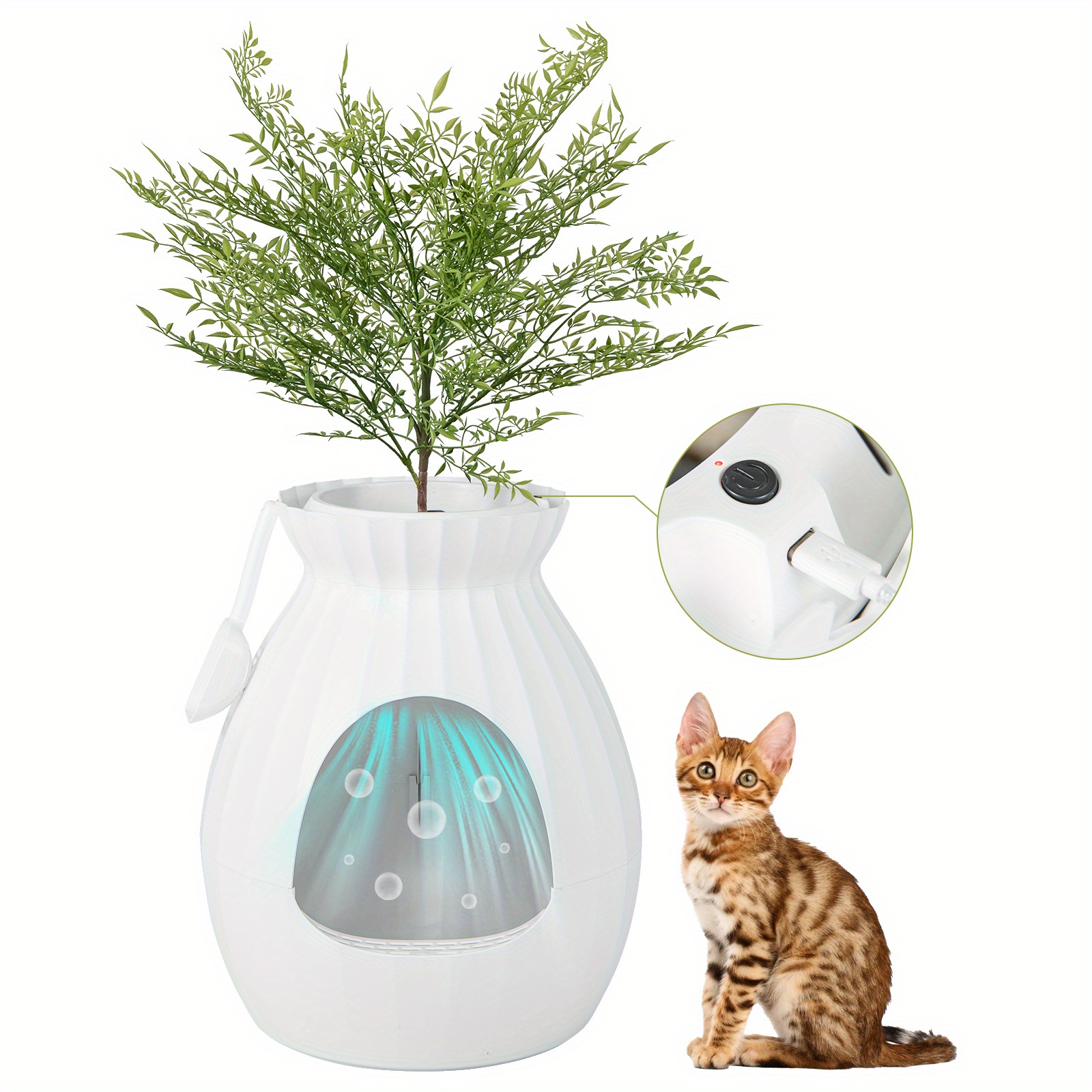 

Smart Plant Cat Litter Box With Electronic Odor Removal & Sterilization, Scoop