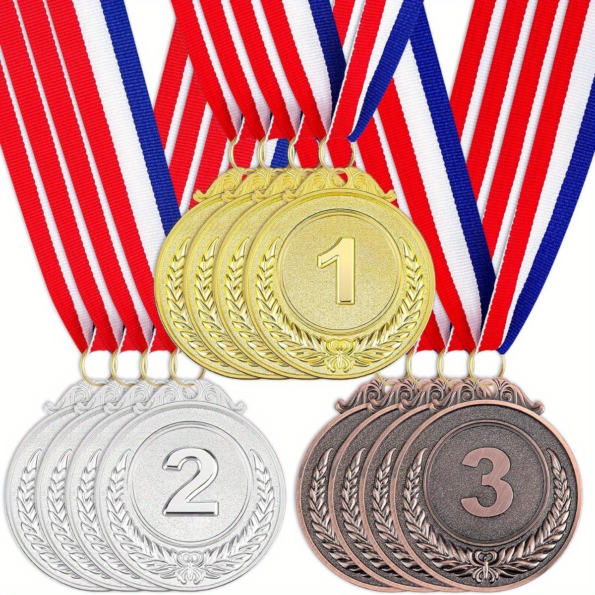 

6-piece Metallic Winner Medals In First, Second, And Third Place With Neck Ribbons - Ideal For Sports Events, Classroom Competitions & Office Games